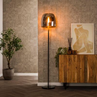 Nero smoke grey vloerlamp met glazen kap afbeelding 3