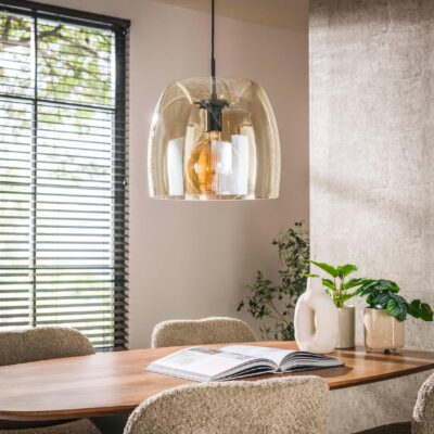 amber glazen bol hanglamp Nero 35 cm afbeelding 4