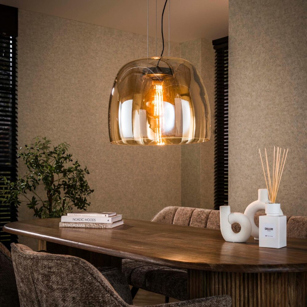 amberkleurige glazen hanglamp Nero XL afbeelding 3