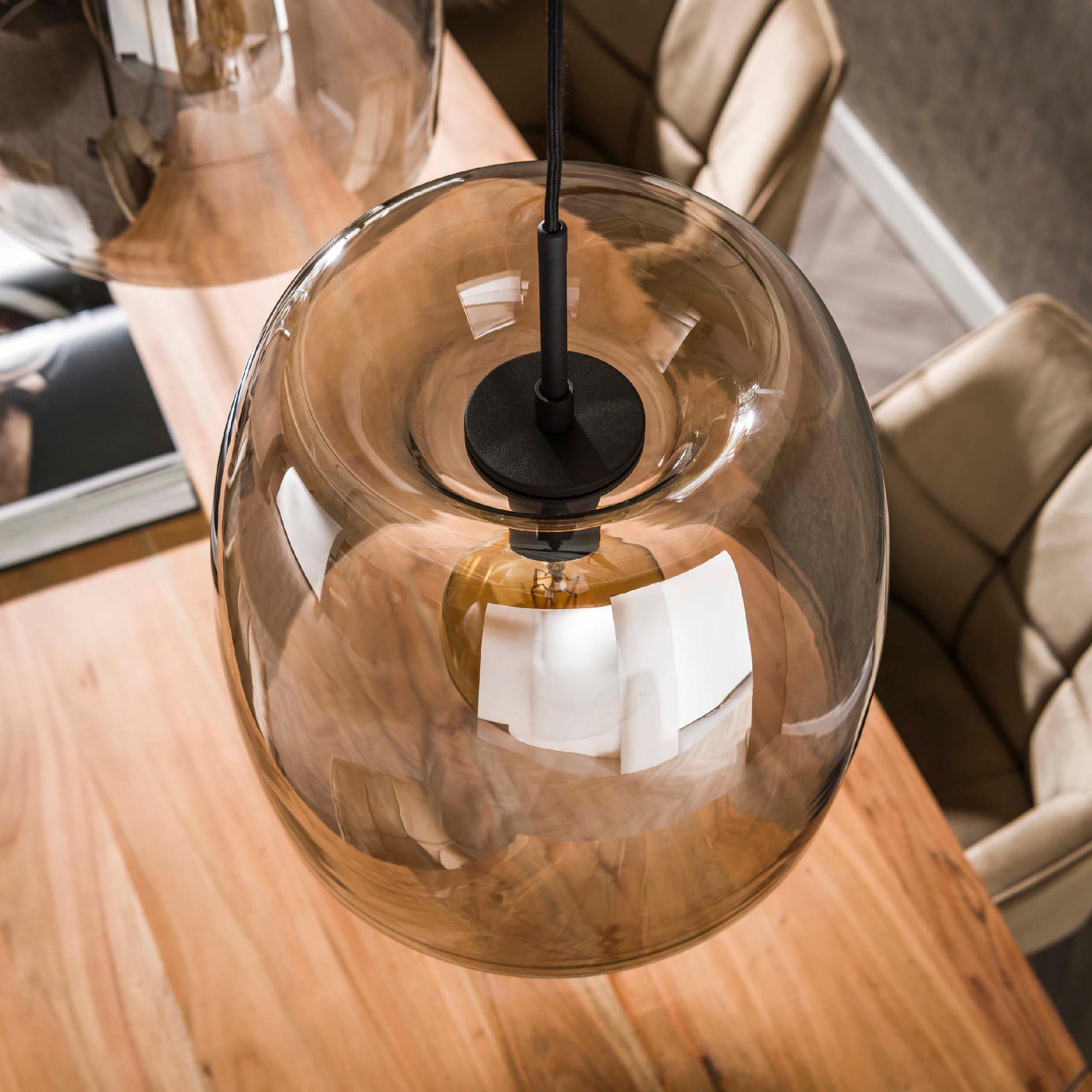 Nero 3-lichts rookglas hanglamp afbeelding 6