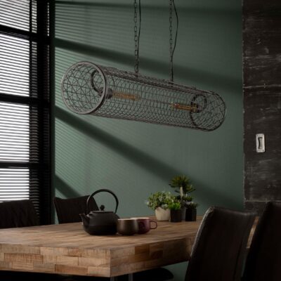 industriële draadstaal hanglamp 2-lichts slate grey afbeelding 6
