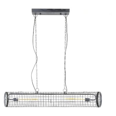 industriële draadstaal hanglamp 2-lichts slate grey afbeelding 1