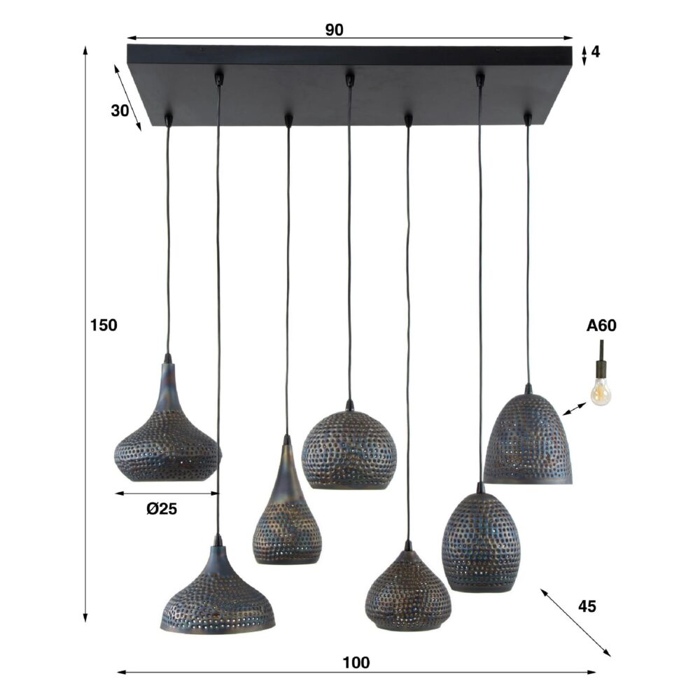 industriële hanglamp Riom 7-lichts afbeelding 2