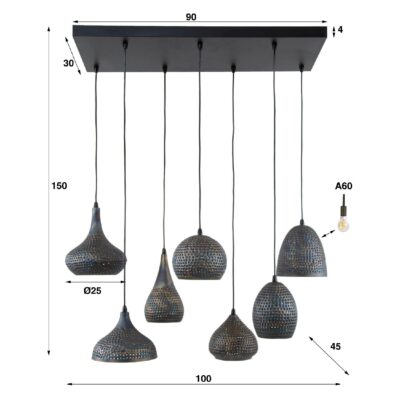industriële hanglamp Riom 7-lichts afbeelding 2