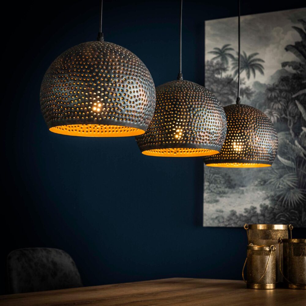 Riom industriële 3-lichts hanglamp eettafel afbeelding 3