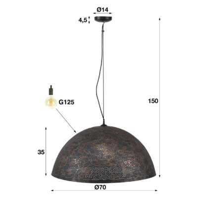 Riom zwarte bruine hanglamp rond Ø70 cm afbeelding 2