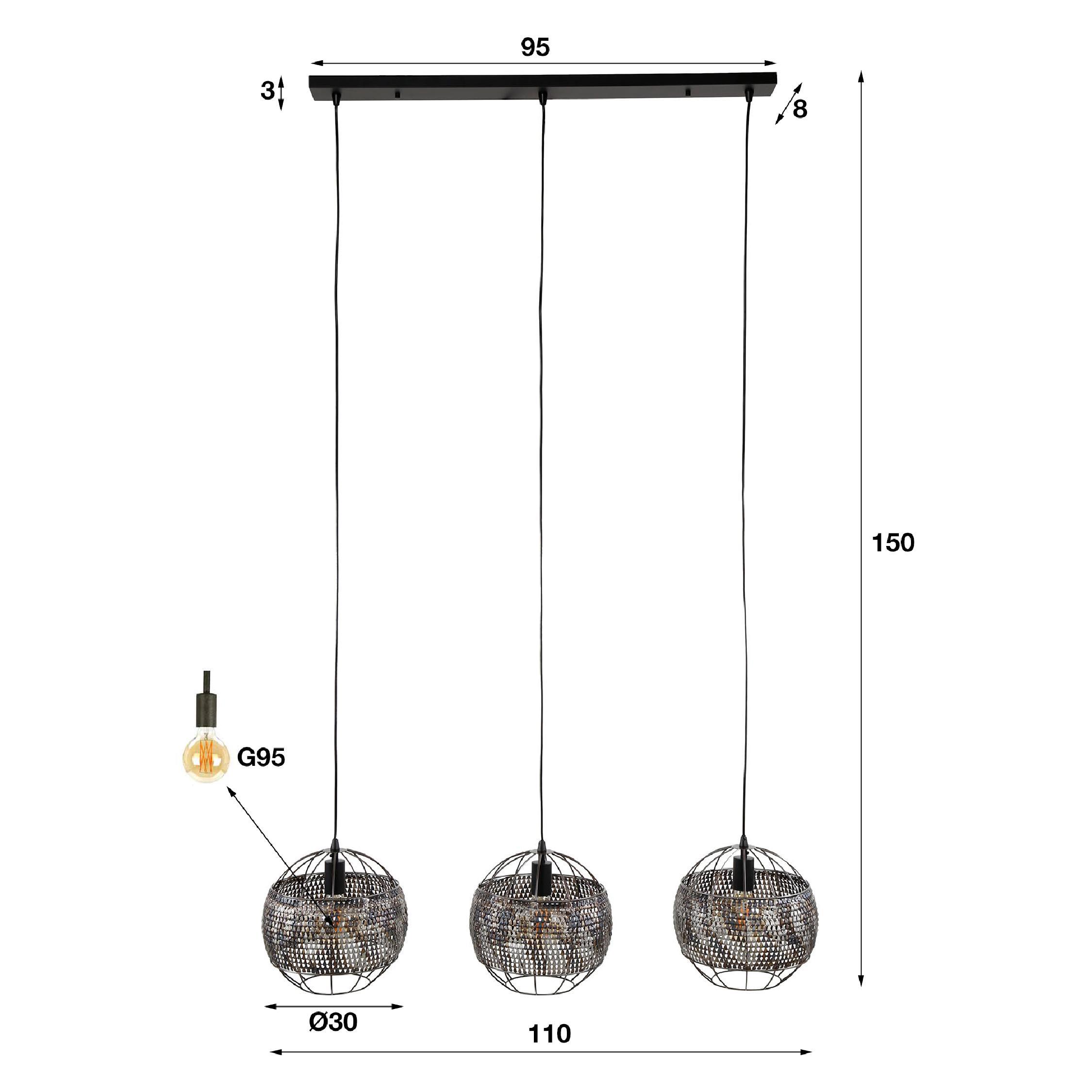 industriële hanglamp Silan 3-lichts eettafel afbeelding 2