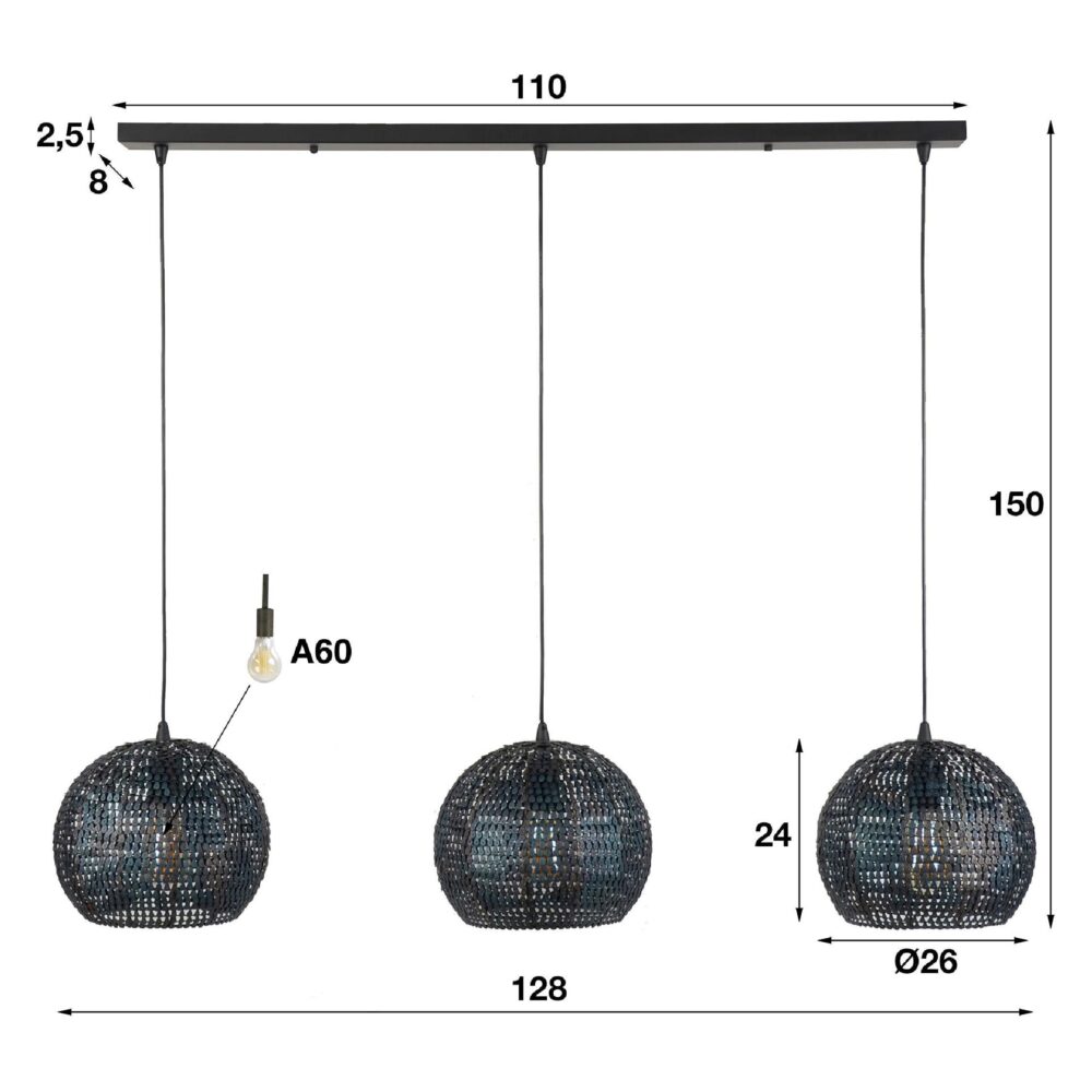 industriële hanglamp Silan 3-lichts afbeelding 2