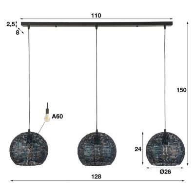 industriële hanglamp Silan 3-lichts afbeelding 2
