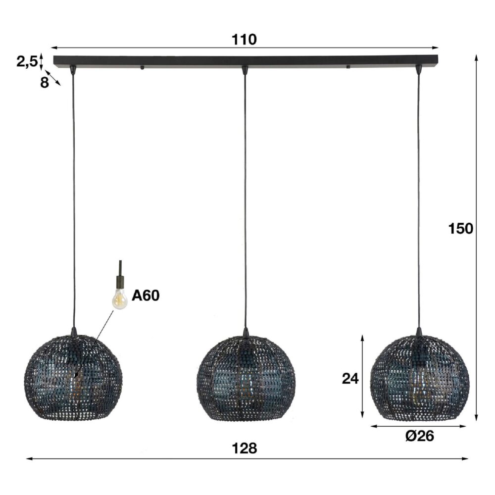 industriële hanglamp Silan 3-lichts afbeelding 2
