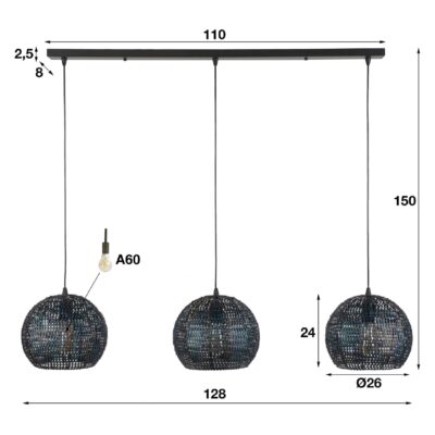 industriële hanglamp Silan 3-lichts afbeelding 2