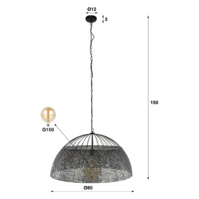 grote metalen hanglamp Silan zwart bruin afbeelding 2