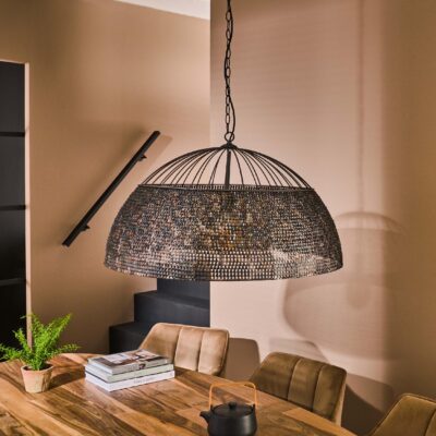 grote metalen hanglamp Silan zwart bruin afbeelding 4