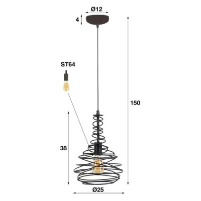 industriële zwarte hanglamp E27 afbeelding 2