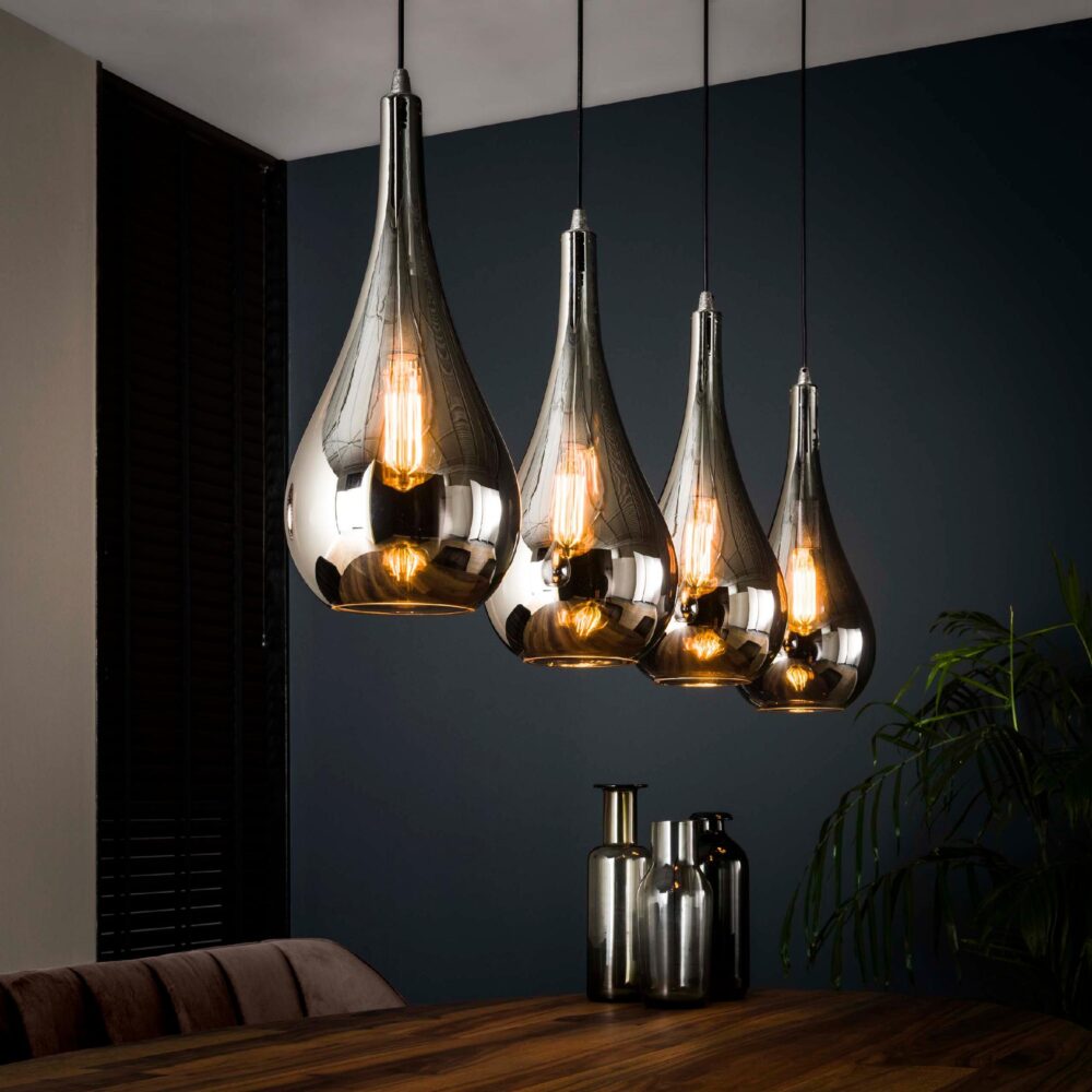 moderne hanglamp 4-lichts boven eettafel afbeelding 3