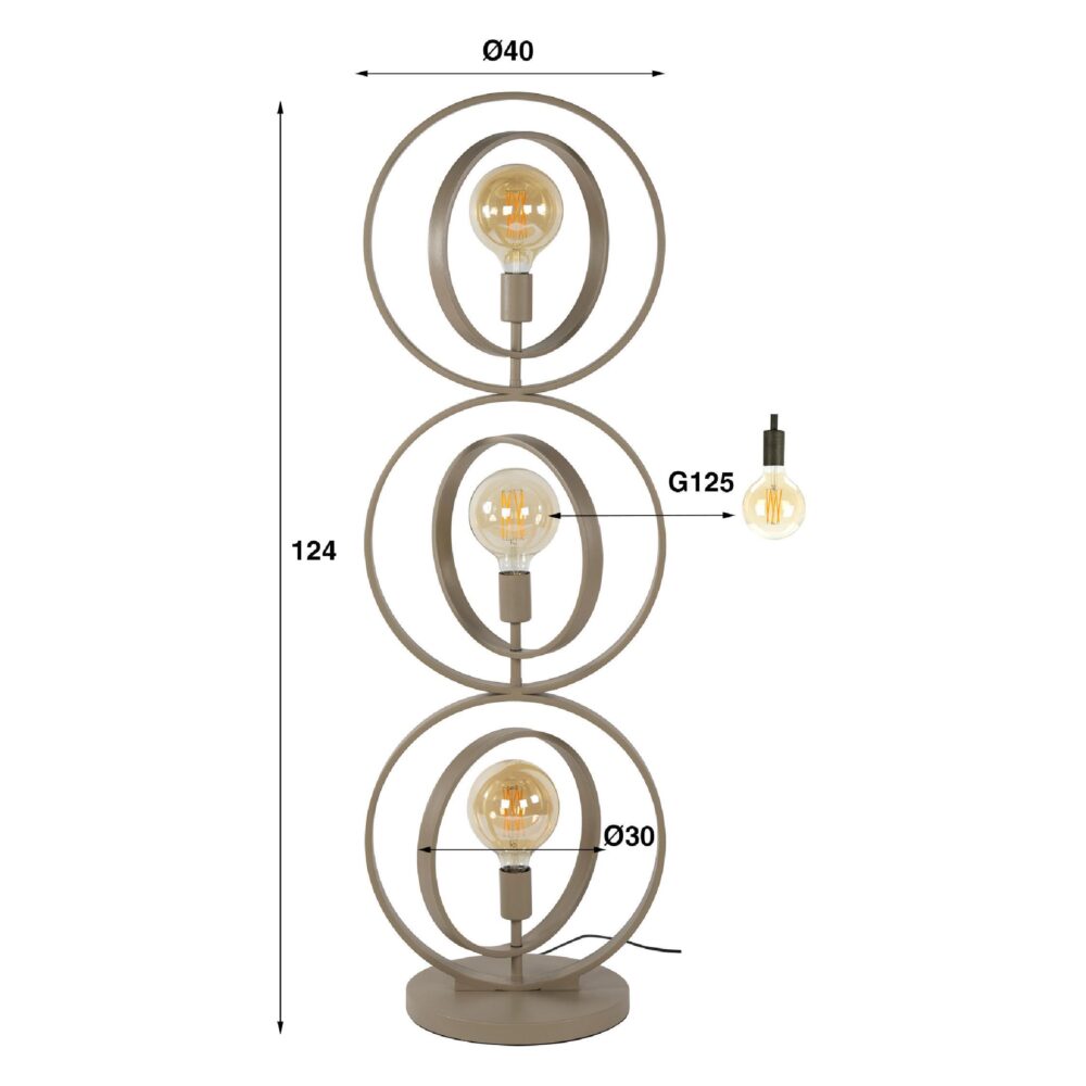 beige 3-lichts vloerlamp Davio afbeelding 1