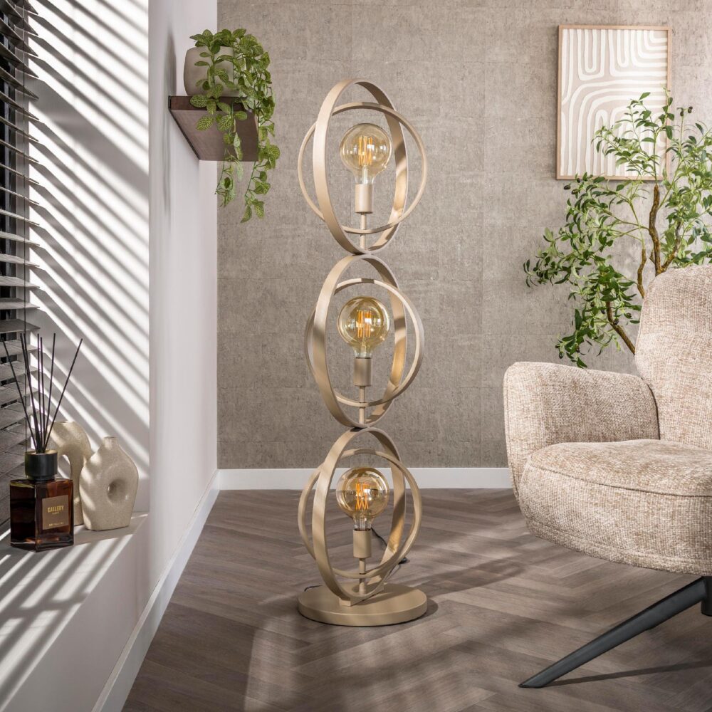 beige 3-lichts vloerlamp Davio afbeelding 3