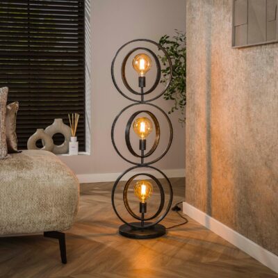 Davio 3-lichts vloerlamp charcoal afbeelding 3