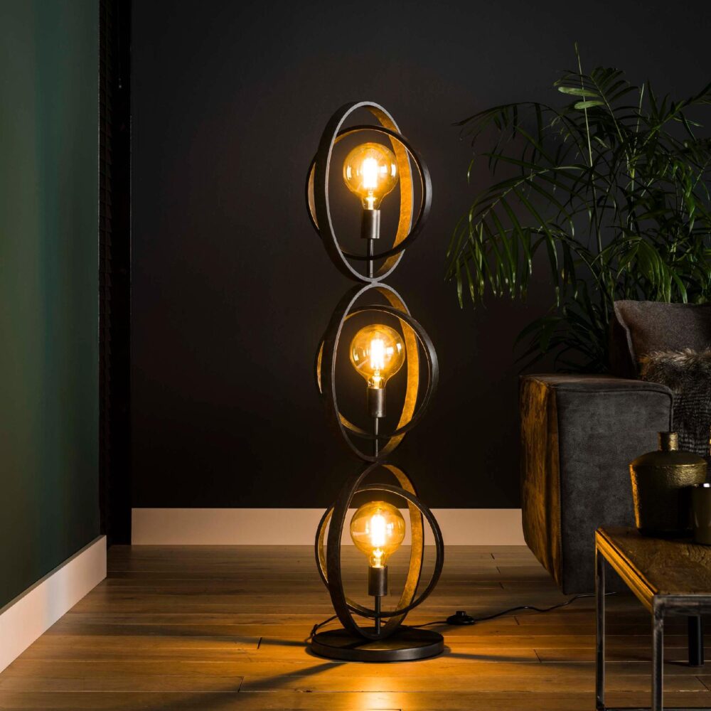 Davio 3-lichts vloerlamp charcoal afbeelding 7