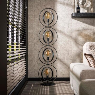 Davio 4-lichts charcoal vloerlamp afbeelding 3
