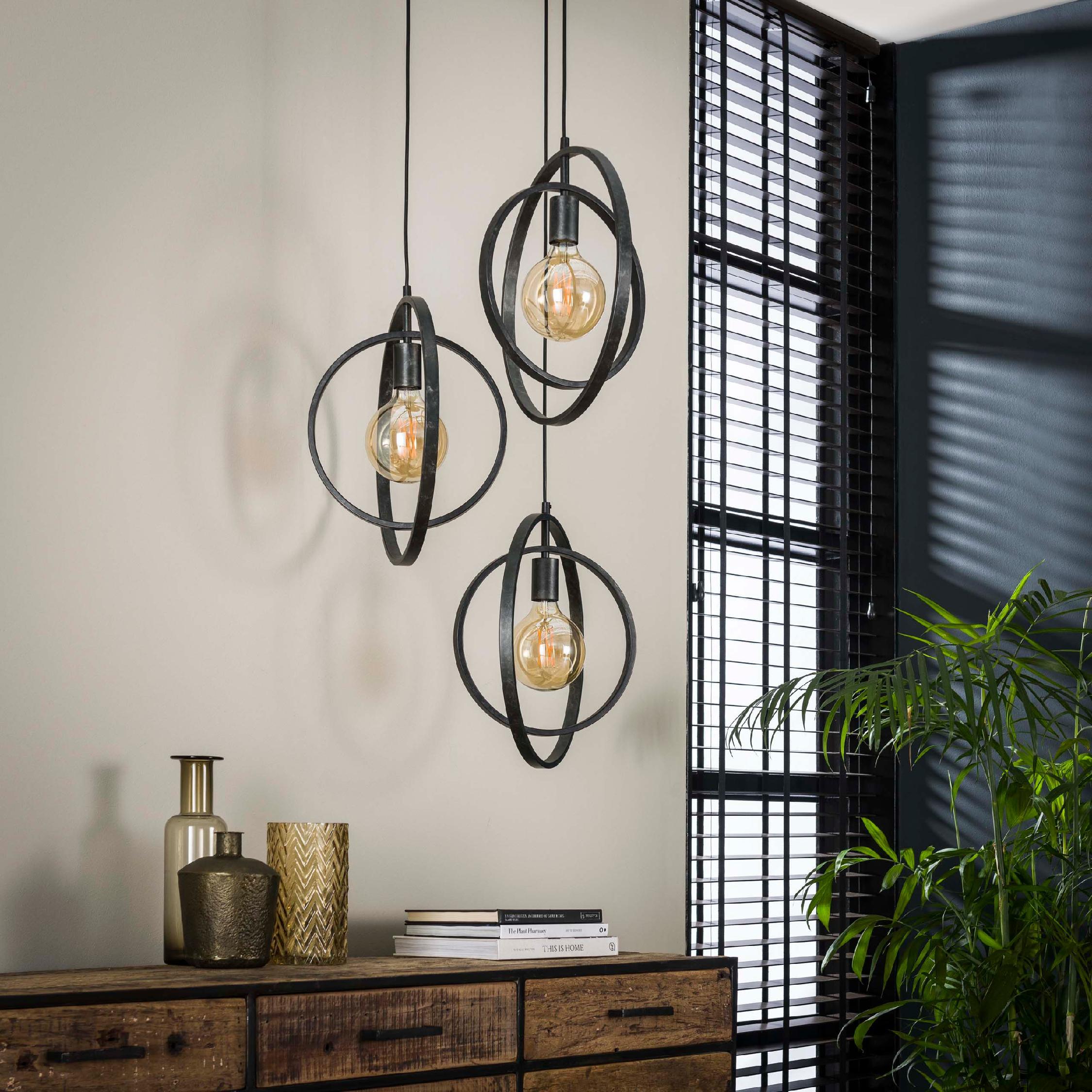 Davio 3-lichts hanglamp charcoal afbeelding 4