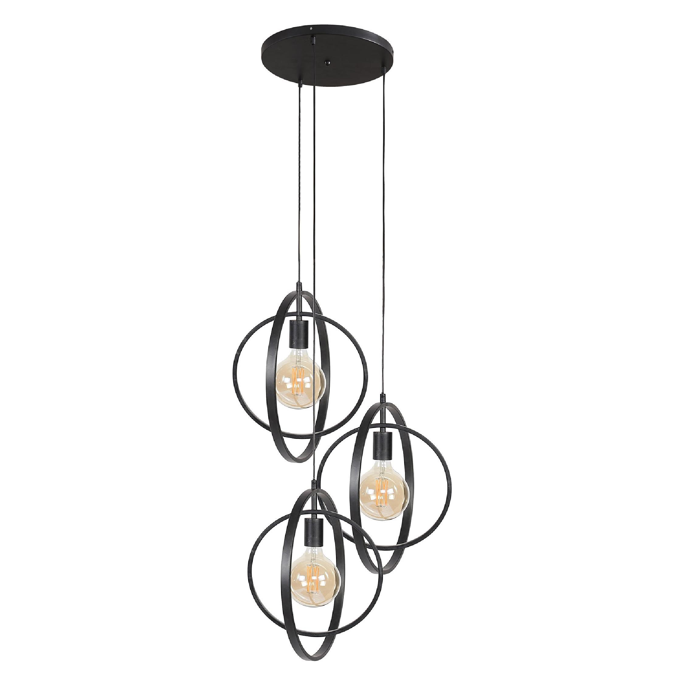 Davio 3-lichts hanglamp charcoal afbeelding 1