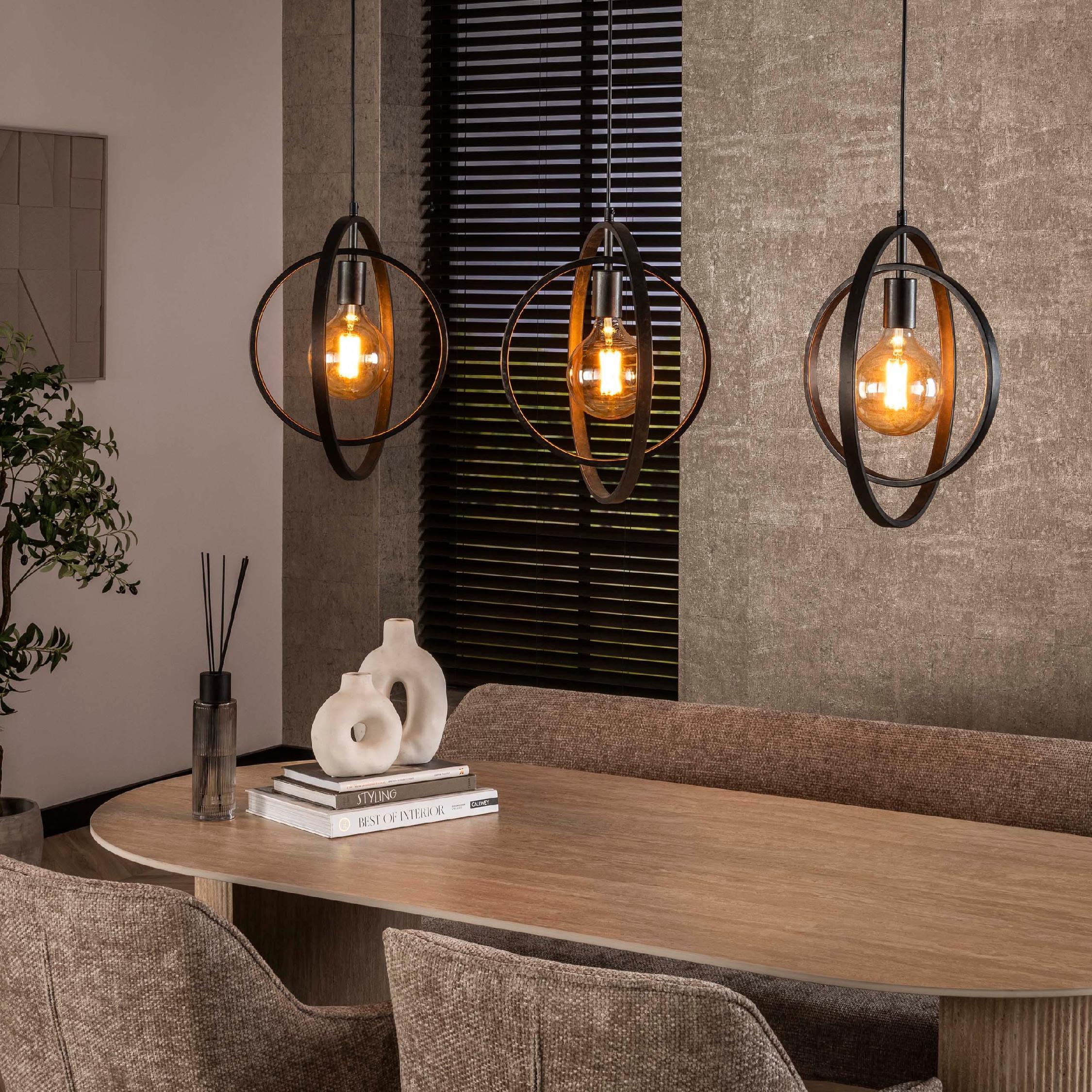 Davio 3-lichts hanglamp eettafel charcoal afbeelding 4