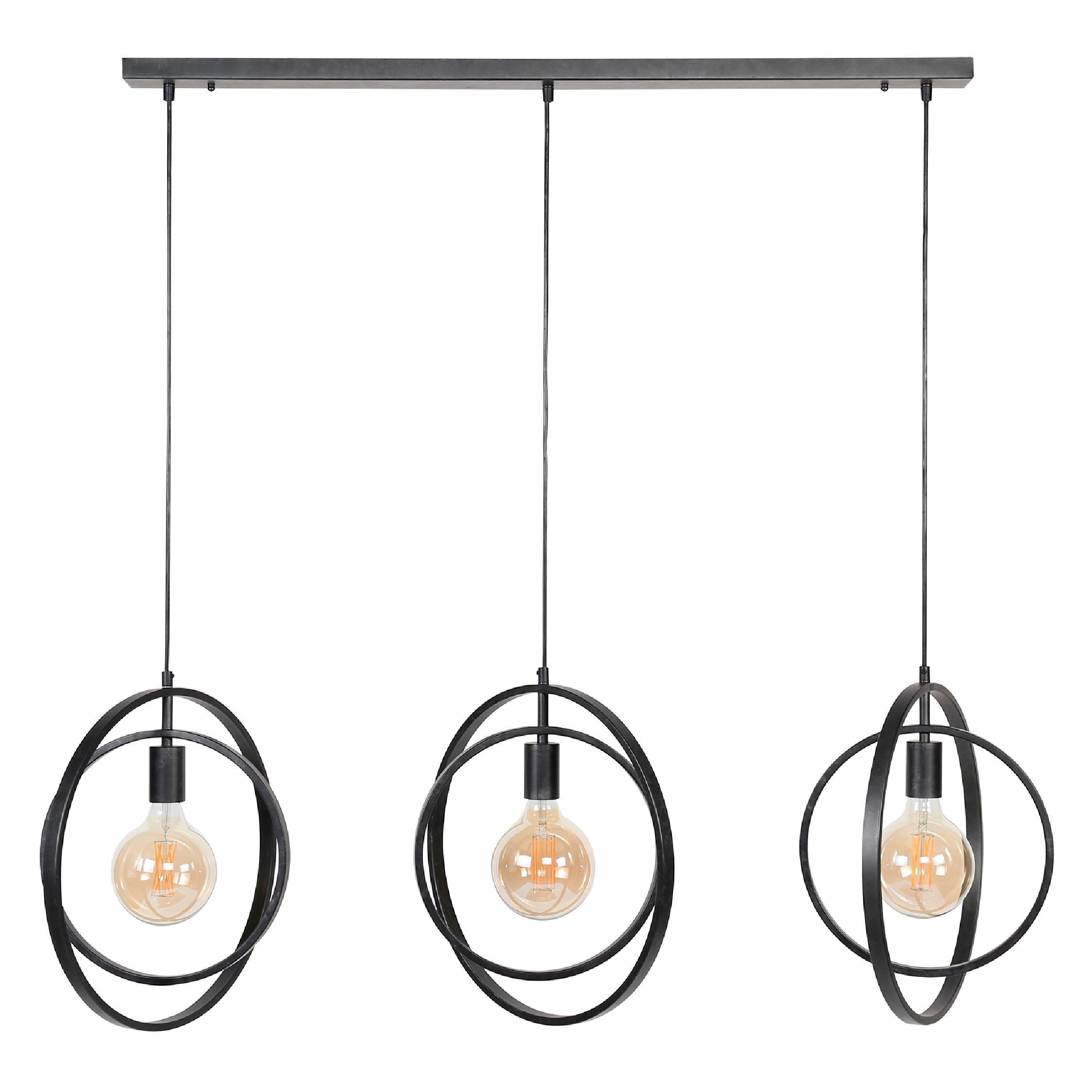 Davio 3-lichts hanglamp eettafel charcoal afbeelding 2