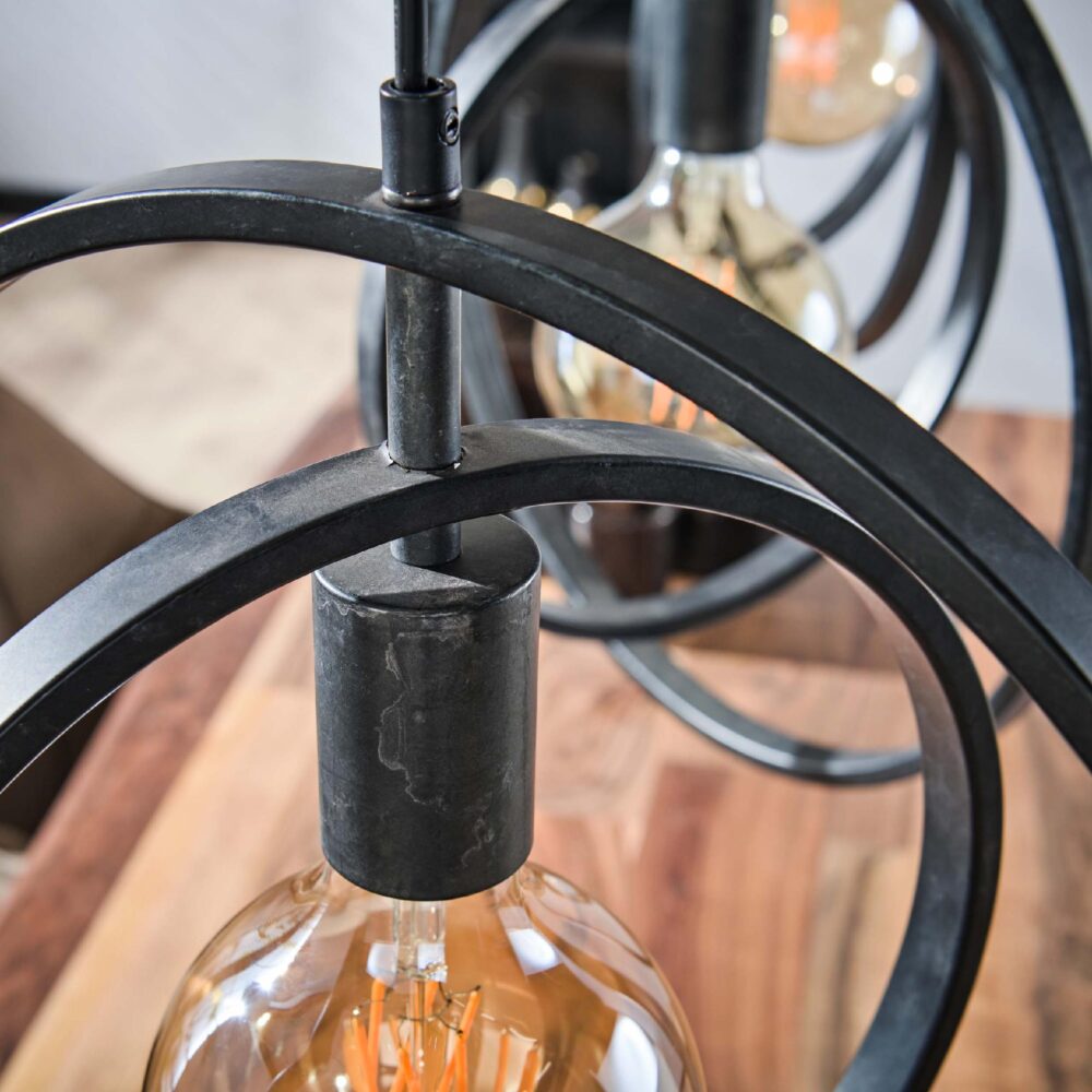 Davio 3-lichts hanglamp eettafel charcoal afbeelding 7