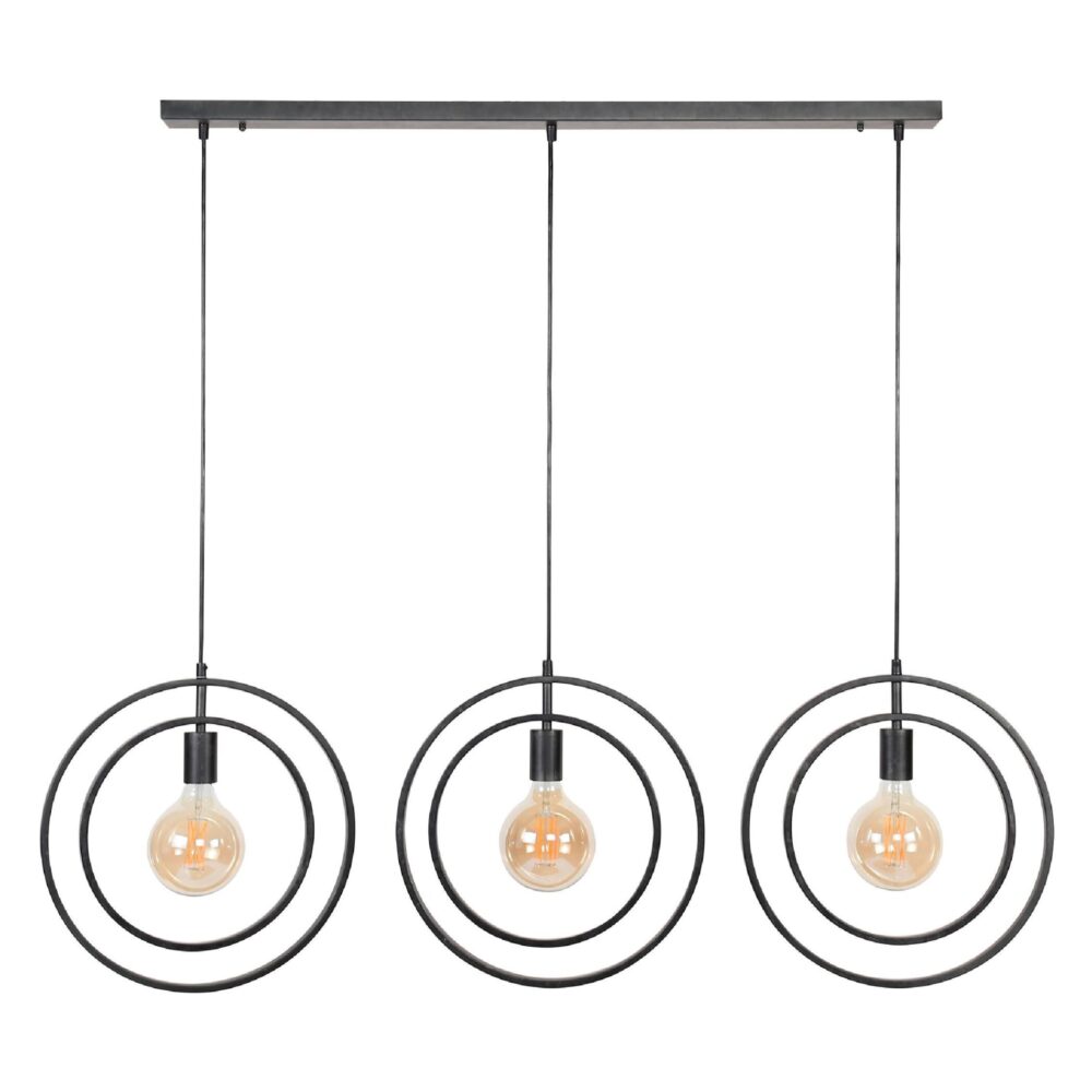 Davio 3-lichts hanglamp eettafel charcoal afbeelding 1