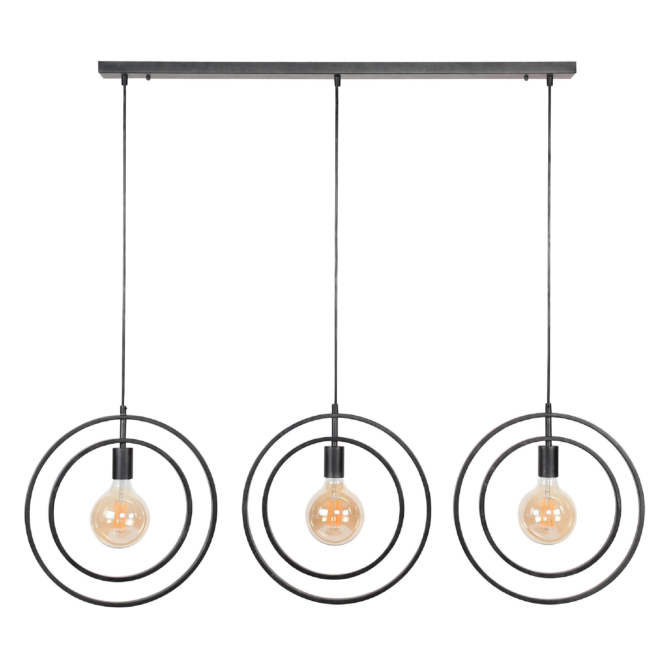 Davio 3-lichts hanglamp eettafel charcoal afbeelding 1