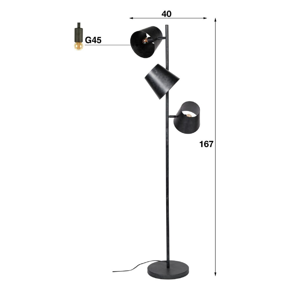 Nest of Nora vloerlamp 3-lichts charcoal afbeelding 2