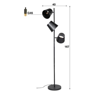 Nest of Nora vloerlamp 3-lichts charcoal afbeelding 2