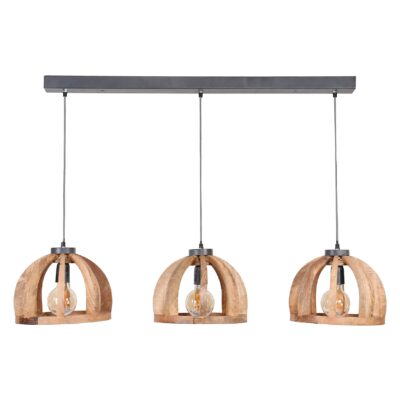 Lenrik mangohouten 3-lichts hanglamp eetkamer afbeelding 1