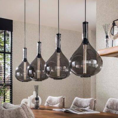 hanglamp 4-lichts smoke glas zwart afbeelding 4