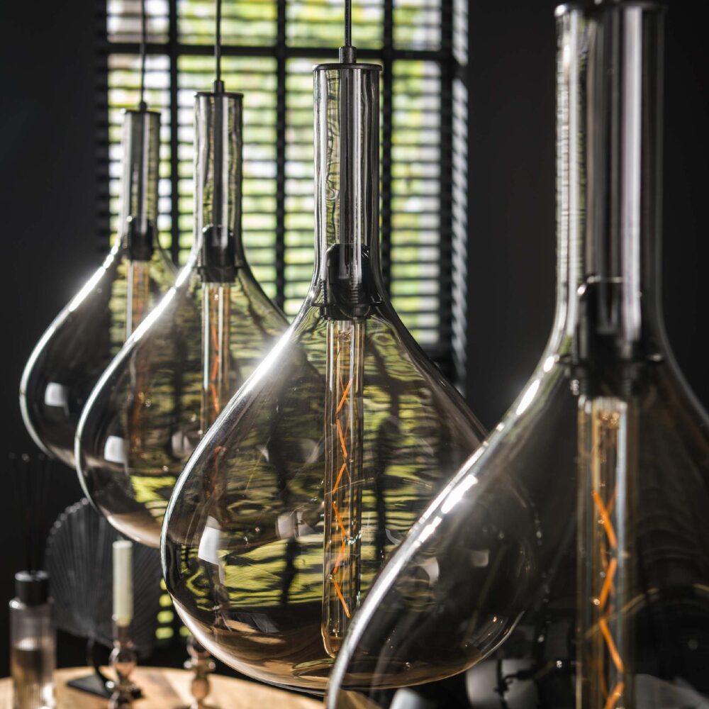 hanglamp 4-lichts smoke glas zwart afbeelding 5