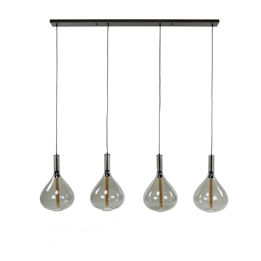 hanglamp 4-lichts smoke glas zwart afbeelding 1