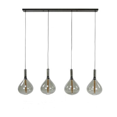 hanglamp 4-lichts smoke glas zwart afbeelding 1
