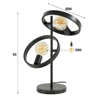 industriële tafellamp Envi charcoal afbeelding 2