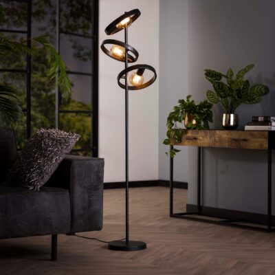 Envi industriële 3-lichts vloerlamp charcoal afbeelding 3
