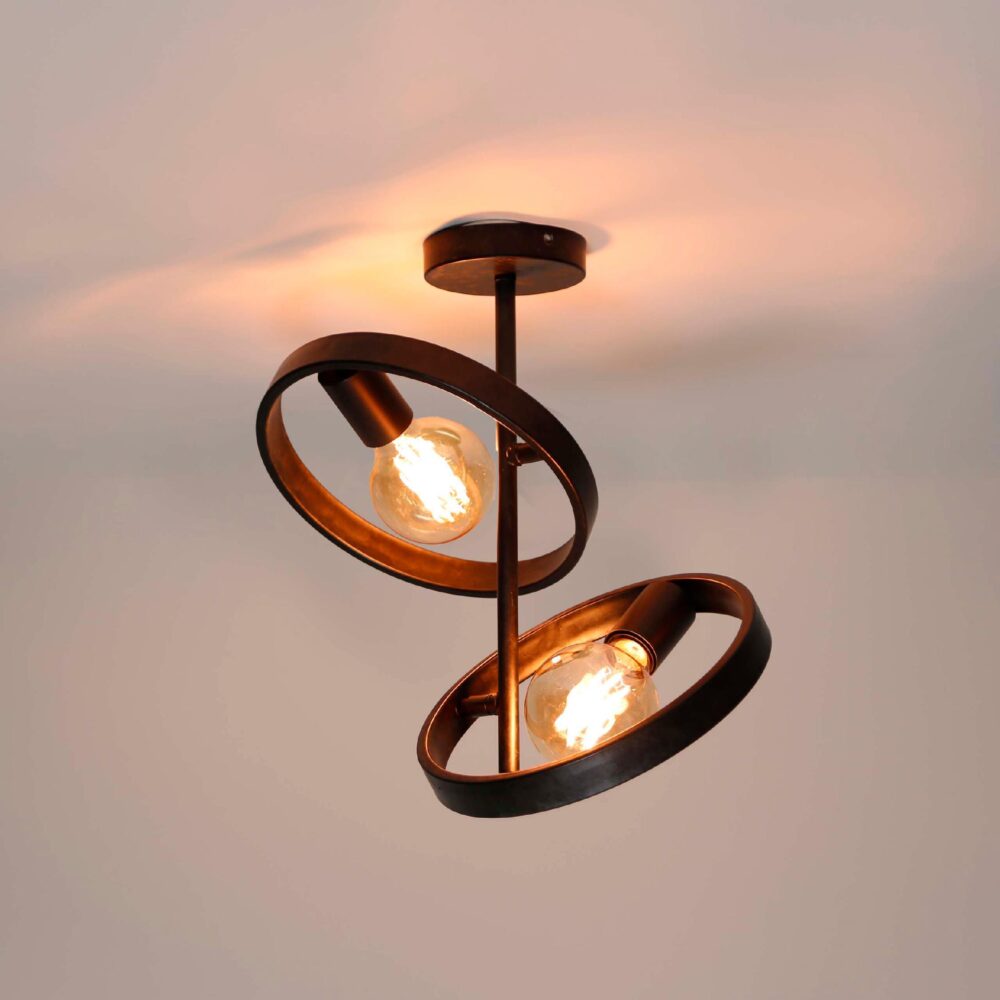 industriële plafondlamp Envi 2-lichts charcoal afbeelding 3