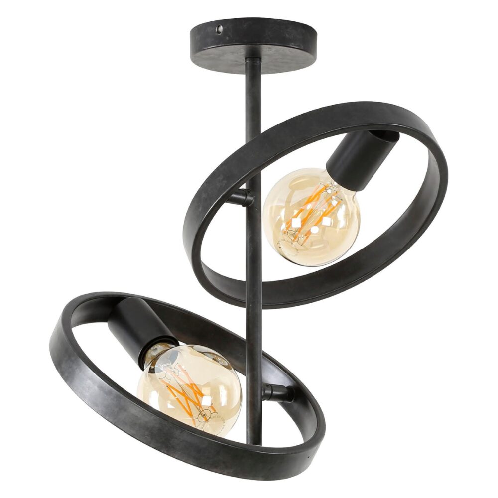 industriële plafondlamp Envi 2-lichts charcoal afbeelding 1