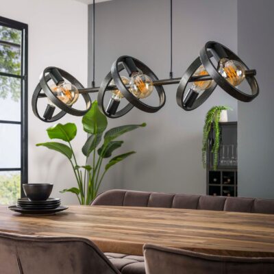 industriële eetkamer hanglamp Envi 6-lichts charcoal afbeelding 4