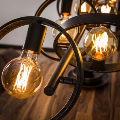 industriële eetkamer hanglamp Envi 6-lichts charcoal afbeelding 5