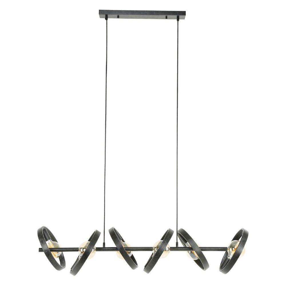 industriële eetkamer hanglamp Envi 6-lichts charcoal afbeelding 1
