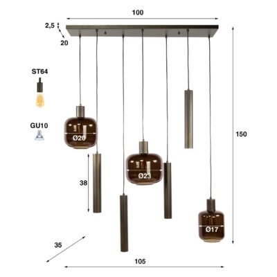 Nari 7-lichts hanglamp eettafel afbeelding 2