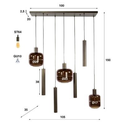 Nari 7-lichts hanglamp eettafel afbeelding 2