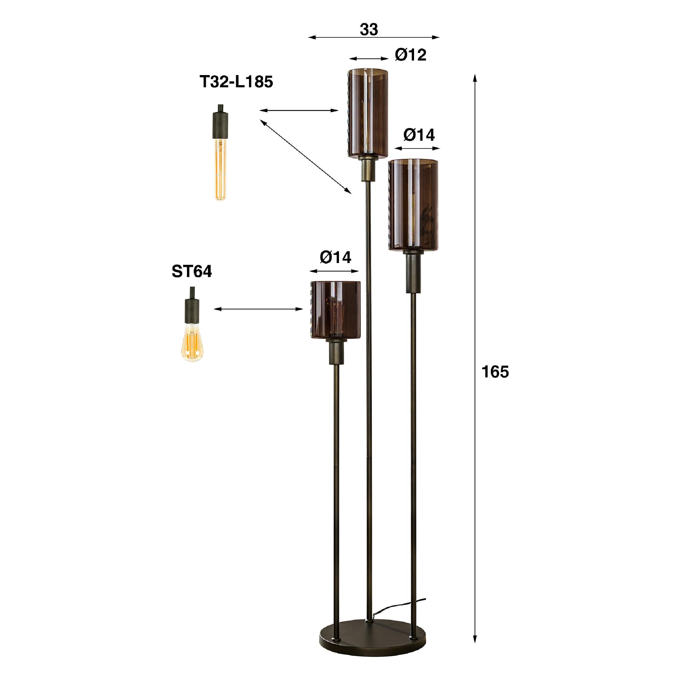 vloerlamp Vara 3-lichts donkerbruin afbeelding 2