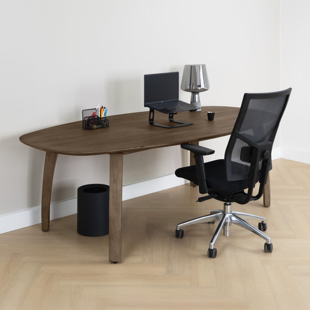 houten bureau bruin, Bureau, houten bureau, bureau bruin, Deens ovaal blad, bureaus, bureau hout,