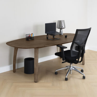 houten bureau bruin, Bureau, houten bureau, bureau bruin, Deens ovaal blad, bureaus, bureau hout,